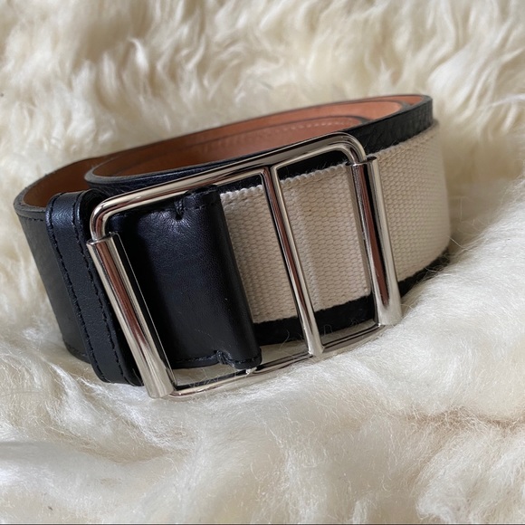 Martin + OSA leather and canvas contrast wide statement belt - Picture 1 of 11